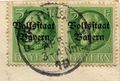 Briefmarke König Ludwig III. mit Fürther Poststempel und Aufdruck: "Volksstaat Bayern" während der kurzen Zeit der Räterepublik, April 1919