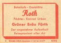 Zündholzschachtel-Etikett der ehemaligen Bahnhofs-Gaststätte, um 1965