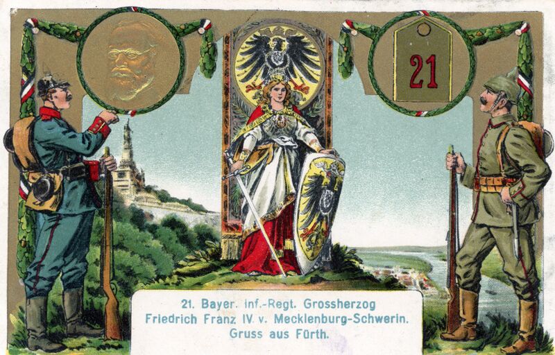 Datei:AK Königlich Bayerisches 21 Infanterie-Regiment gel 31 Mai 1917.jpg