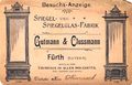 Besuchs-Anzeige der Fa. Spiegel- und Spiegelglas-Fabrik Gutmann & Clussmann, 1899