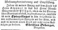 Zeitunganzeige des Vergolders Christian Osberger, April 1854