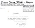 Zeugnis für Wilhelm Frank als Bauführer bei der Bauunternehmung Johann Gran in Fürth von Nov. 1932 bis Dez. 1935