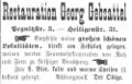 Werbeanzeige "Restauration Georg Gebsattel" in der Pegnitzstraße, August 1900 <span class="smw-highlighter" data-type="8" data-state="inline" data-title="Hinweis" title="Erstellungsdatum: August 1900Lizenz: CC-BY-NC-SA-4.0"><span class="smwtticon note"></span><span class="smwttcontent">Erstellungsdatum: August <!--LINK'" 0:192--><br>Lizenz: CC-BY-NC-SA-4.0</span></span>