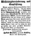 Zeitungsanzeige des Photographen , vorm. Kießling, November 1863