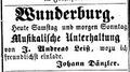 Wunderburg, musik. Unterhaltung, Fürther Tagblatt, 15.4.1871