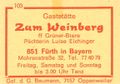 Zündholzschachtel-Etikett der ehemaligen Gaststätte Zum Weinberg, um 1965