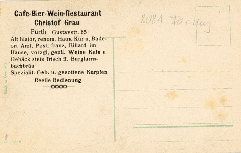 Datei:AK Cafe Grau Gustavstraße 65 §11 Rückseite.jpg