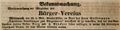 Zeitungsanzeige des Bürgervereins, Oktober 1848