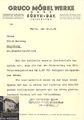 Geschäftsbrief der Fa. GRUCO MÖBEL WERKE von 1936