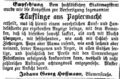 Puppenmacher Johann Georg Hoffmann in der Blumenstraße, Februar 1861
