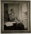 Porträt Adolf Hitlers, gemalt von Karl Hemmerlein - Geschenk der Stadt Fürth an den ehem. OB Jakob zum Abschied nach Thorn (Aufnahme von 1942) - Adolf Hitler als "Baumeister des 3. Reiches"
