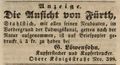 Zeitungsannonce des Kupferstechers <a class="mw-selflink selflink">Gerson Löwensohn</a>, September 1845