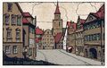 Ansichtskarte aus der Reihe der Künstler-Steinzeichnung von der Kunstverlagsanstalt von Friedrich Riegel aus Nürnberg mit Fürth-Motiven, ca. 1920
