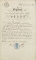 Niederlassungserlaubnisschein für Christoph Christgau vom 3. September 1852