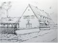 Das ehemalige Jugendheim in Stadeln in der heutigen Karl-Hauptmannl-Straße, 1942; Gemälde von Rudolf Hofmann