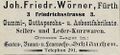 Werbeannonce von Joh. Friedr. Wörner, Juli 1898