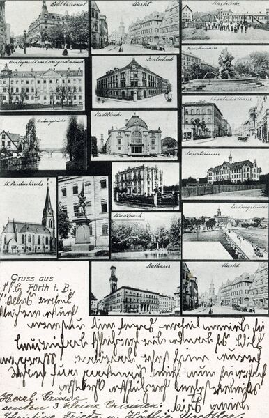 Datei:AK Gruß aus Fürth div Motive gel 5 Dez 1904.jpg