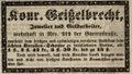 Werbeannonce des Juweliers Konrad Geißelbrecht, Juni 1843