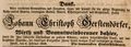 Todesanzeige für den Branntweinbrenner Johann Christoph Gerstendörfer, Februar 1850