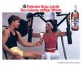 Werbung der Patrizier Bräu AG für das "Leichte Weizen-Bier", ca. 1985.