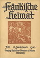 Heftreihe <i>Fränkische Heimat</i>, Ausgabe Juni 1933. Die Schriftleitung dieser Sonderausgabe führte der frisch gegründete Verein Alt-Fürth
