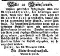Spendenaufruf der Lehmus'schen Kinderbewahranstalt, Dezember 1853