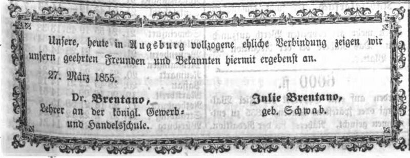 Datei:Brentano Hochzeit Ftgbl 28.03.1855.jpg