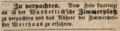 Anzeige von Zimmermeister Weithaas über Verpachtung des Wunderlich'schen Zimmerplatzes, Februar 1849