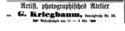 G. Kriegbaum Atelieranzeige - Fürther Tagblatt 29.11.1874.jpg