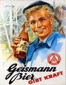 Werbe-Pappschild der Brauerei Geismann für die Biersorte »Urtyp«, 1950er Jahre