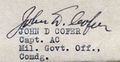 Unterschrift John D. Cofer Caption AC Military Government, Commander