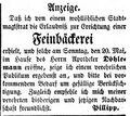 Eröffnung der Feinbäckerei Pillipp, Mai 1855