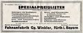 Anzeige der Fahnenfabrik Gg. Winkler am Königsplatz 8, ca. 1926