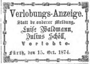 8a Verlobung Julius Schöll, Fürther Abendzeitung, 16.10.1874.jpg