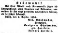 Auswanderungsanzeige der Familie Schuhmacher-Herrlein, September 1853