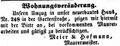 Zeitungsannonce der Fa. Meier & Hofmann, Maurermeister anlässlich ihres Umzugs in ihr neuerbautes Haus Gartenstraße Nr. 248, September 1851