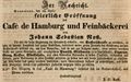 Zeitungsannonce von <a class="mw-selflink selflink">Johann Sebastian Rost</a> anlässlich der Eröffnung seines <!--LINK'" 0:17-->, April 1850