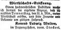 Zeitungsanzeige von K. L. Walter, August 1854