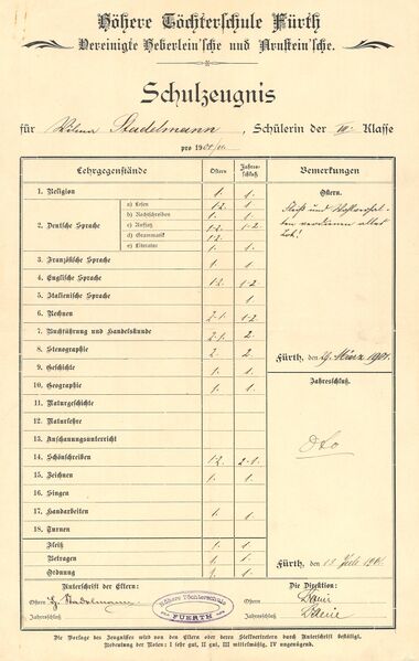 Datei:Heberlein-Arnstein Zeugnis 1901.jpg