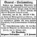 Bekanntmachung israel. Krankenbesuchsverein, Fürther Tagblatt 19. Februar 1867