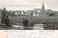 Blick über den Wiesengrund, im Hintergrund die Kirche St. Michael, gel. Juni 1903