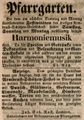 Zwei etwas widersprüchliche Werbeanzeigen zum <a class="mw-selflink selflink">Pfarrgarten</a> (Wer ist denn nun der Wirt?), 1847