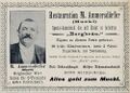 Werbeannonce von M. Ammersdörfer, Juli 1898