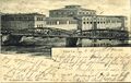 Ansichtskarte der ersten Maxbrücke vor dem alten Schlachthof, gel. 1903