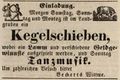 Werbeannonce von Witwe Bechert, Wirtin im <!--LINK'" 0:32-->, Juli 1844