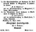 Fa. K. F. Schüler, Hauptniederlassung Muggendorf – Registerauszug, April 1863