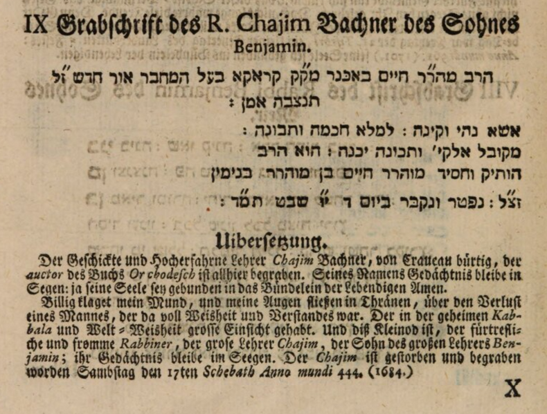 Datei:Grabinschrift Chajim Bachner, Butschatscher-Sohn .png