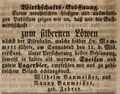 Zeitungsanzeige von Wilhelm Baumeister, Wirt <!--LINK'" 0:40-->, Mai 1844