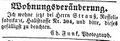 Zeitungsanzeige des Photographen <a class="mw-selflink selflink">Christian Funk</a>, Februar 1854