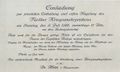 Einladung der Stadt Fürth zur Eröffnung der Nagelsäule in der damaligen Englischen Anlage (heute Dr.-Konrad-Adenauer-Anlage), 1916